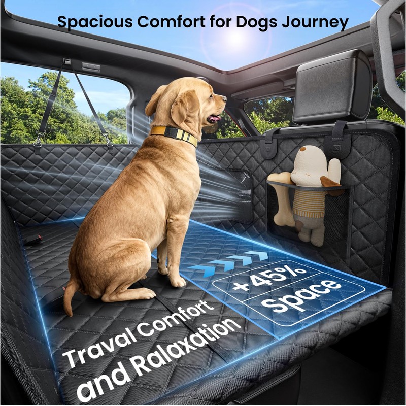 REEVAA Dog Car Seat Cover for Back Seat, Hard Bottom