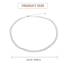 Vaguelly Rhinestones Choker Diamante Choker Sparkling Diamond Silver Crystal Clavicle Chain Cubic Zirconia Necklace Dainty Classic Round Chain Choker for Hot Girl Women