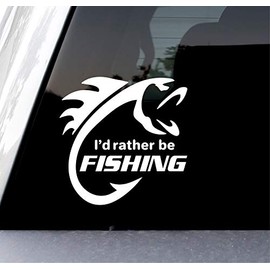 Sunset Graphics & Decals I'd Rather Be Fishing Decal Vinyl Car Window Sticker Funny Hunting | Cars Trucks Vans Walls Laptop | White | 5.5 inches | SGD000123