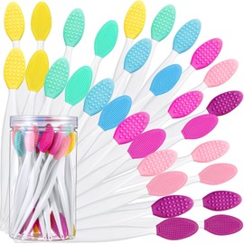 Patelai Set de 30 Exfoliantes Labiales de Silicona Cepillo Exfoliante de Doble Cara con Recipiente para Labios Oscuros para Hombres y Mujeres