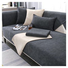 CJJZFO Sofa Cover Soft Chenille Sofa Cover: Dog Cat Sofa Protector Non-Slip Vintage Couch Cover for U Shape L Shape Sectional Sofa for 1 2 3 4 Seater Sofa (Dark Grey, 70 x 240 cm)