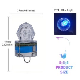 Edearkar LED Fishing Light (10-Pack) Underwater Deep Drop Lights Waterproof Diamond Tubular Underwater Fishing Lure Blue Light Attractants for Tuna Swordfish