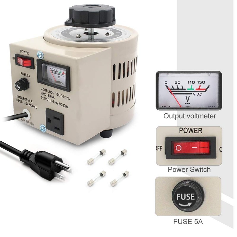 LVYUAN Variable Transformer Variable Voltage Regulator, 0-130V Output, 110V-120V Input,