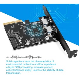 YBBOTT PCI Express 4X USB 3.1 Gen 2 Dual Type A Ports Expansion Card, 10 Gbps 2 Port USB A Pcie Card Extender Adapter, Asmedia Chipset Internal USB Hub Converter for Desktop PC for Windows 7/8/10/MAC