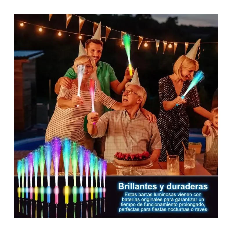 Pack 25 Varitas de Fibra Óptica LED para Eventos y