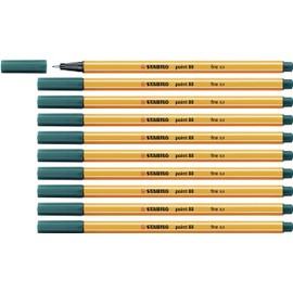 STABILO Point 88 Fineliner Pen,Pine Green,Pack of 10