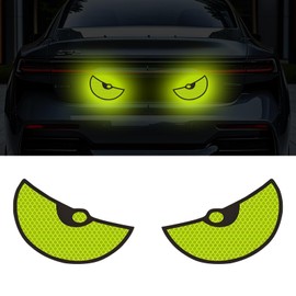 2PCS Sharp Eyes Car Stickers Waterproof Motorcycle Helmet Decals, Wear Resistance Green Night Safety Driving Caution Decal Reflective Stickers Car Decoration for Bumpers, Window, Laptop(Sharp Eyes)