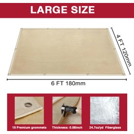 vuwo Welding Blanket - Heavy Duty Fiberglass Fireproof Blanket 2 pack 4 x 6 inch 1022°F Heat Resistant Flame Retardant Protective Mat High Temp Insulation Fabric Blanket for Soldering Brazing Grill