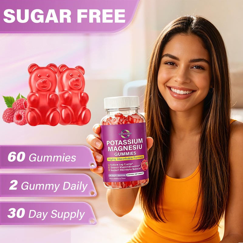 2 Pack Potassium Magnesium Gummies – Magnesium Glycinate & Potassium