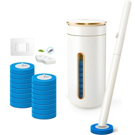 Disposable Toilet Brush - Toilet Stick with Wall Mounted Holder, 16 Toilet Brush Replacement Brush Head, Drill-Free Hooks & Long-Lasting Aromatherapy for a Fresh Bathroom