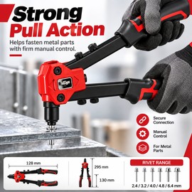 Manual Blind Rivet Gun for Metal Fastening – Labor-Saving Long-Handle Riveter for Sheet Metal, Pipe & Home DIY