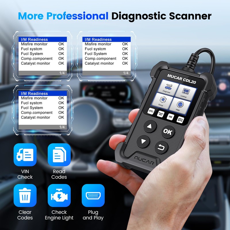 MUCAR OBD2 Scanner Universal OBD2 Code Reader, CDL20 OBD2/EOBD Car