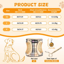 3Pcs Dog Harness and Lead Set, Step-In Dog Harness, Adjustable No Pull Puppy Vest, Reflective Dogs Harnesses, Breathable Mesh Small Pet Harnesses for Walking Training Outdoor