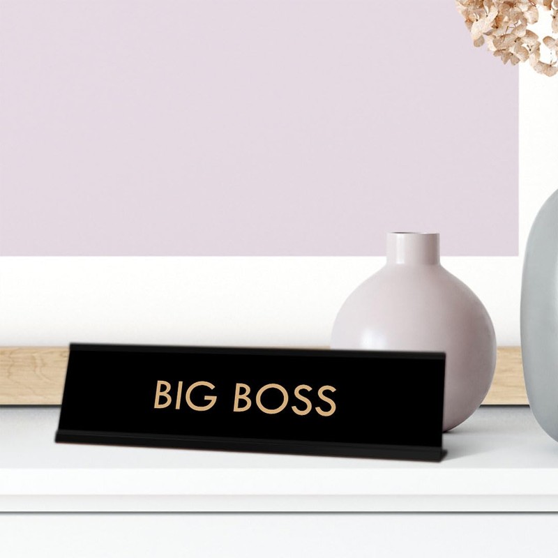 The Boss Novelty Desk Sign. Black Frame | (2 x