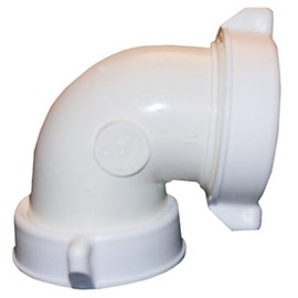 LASCO 03-4261 White Plastic Tubular 1-1/2-Inch Slip Joint 90-Degree Elbow with Nuts and Washers