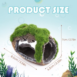 Aquarium Decoration, Simulation Moss Decorative Resin Aquarium Cave Decoration Fish Tank Ornament Aquarium Accessories for Fish Shrimp Hiding (3.34 x 2.55 x 2.75 inches)