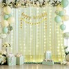 10x10ft Sage Green Backdrop Curtain with Lights String for Wedding,