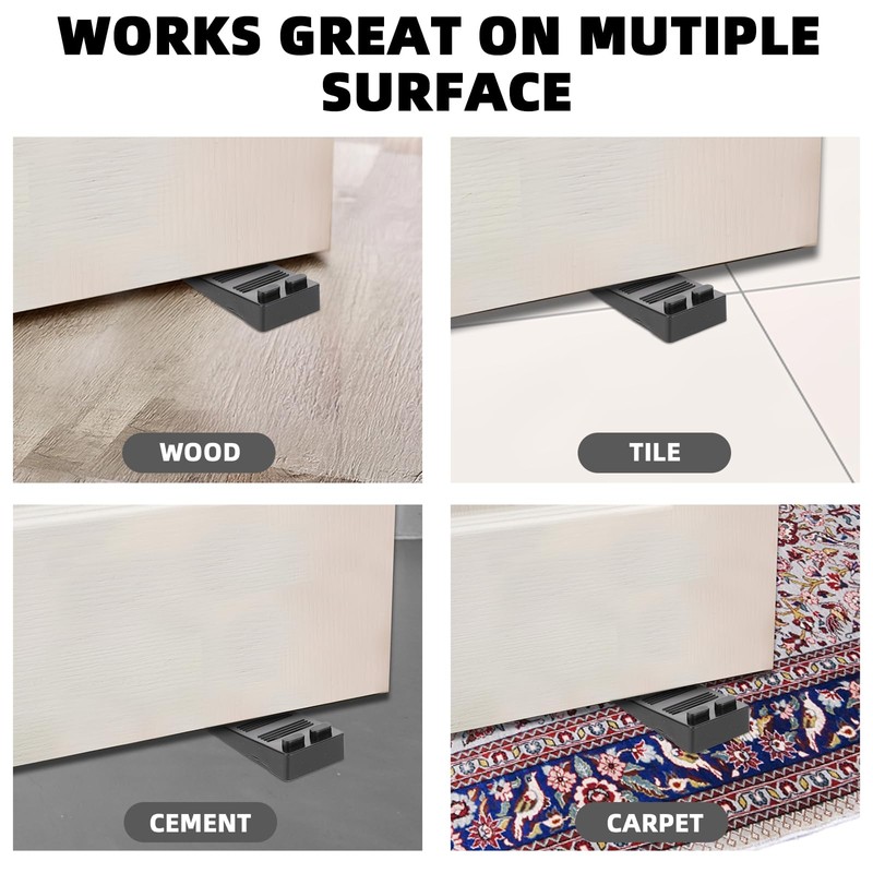 Flexible Rubber Door Stopper Wedge - Stackable Furniture Leveling Shims