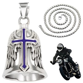 Montrestar Guardian Bell Motorcycle Lucky Charm with Keyring for Motorcycle Accessories Guardian Angel, Cross