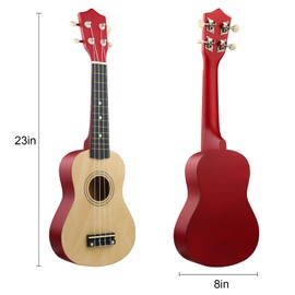 LXS Soprano Ukulele Kids Ukulele for Beginners - 23" Small Guitar Ukulele with Gig Bag, 1 Standby String and 2 Picks (Wood Color)