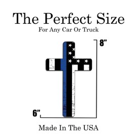 Large Thin Blue Line Flag Cross Sticker Vinyl Decal for Car Truck Window Bumper Sticker Support of Police and Law Enforcement Officers (8 Inch)