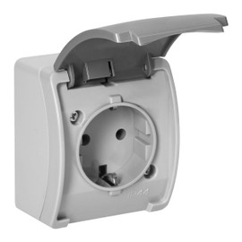 Miratic Surface-Mounted Socket, High-Quality Surface-Mounted Socket, Outdoor Area, Robust Surface-Mounted Socket, IP44, Waterproof and Dustproof, Ideal for Outdoor and Indoor Use, Rated Current: 16 A