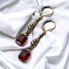 Art Deco, Art Nouveau style Earrings with Siam Ruby Red