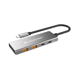 CONCEPTRONIC HUBBIES15G 4-Port USB 3.2 Gen 2 Hub, 10Gbps, USB-C x 2, USB-A x 2, 100W USB PD, Aluminium Housing