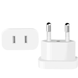 2 Stück US to EU Adapter, Reiseadapter US auf EU, 2 Pin Adapter USA Deutschland Stecker, Typ A USA Adapter Steckdose, USA Adapter Steckdose von USA nach EU Deutschland Frankreich Spanien(Weiß)