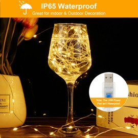 Vacoulery 2 x 100 LEDs Fairy Lights USB, 10 m USB Port with Remote Control, 8 Program Timer, Copper Wire Fairy Lights Indoor for Room, Party, Wedding, Christmas