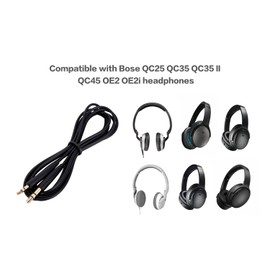 Alphatec QC25 QC35 QC35 II QC45 OE2 OE2i Replacement Audio Cable, Compatible with Bose Headphones, 3.5mm to 2.5mm Male Stereo Jack Cord, 5 Ft, No Inline Mic/Remote Control, Black