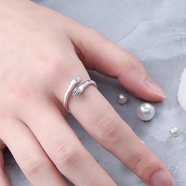 To My Granddaughter Hug Ring For Hope Rings, Inspirational Stainless Steel Engarved With Always With You Message Adjustable Ring for Women Non Tarnish Jewelry Gift for Her Birthday Christmas (I love you forever)