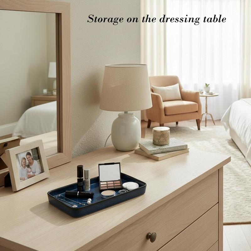 10"×6"×1" Bathroom Vanity Tray for Countertop- Ceramic Decorative Organizer Tray