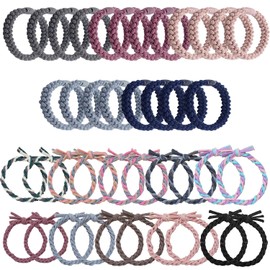 Pack of 40 Stylish Braided Hair Bobbles, Large Elasticity Hair Bobbles Hair Accessories Elastic Band for Women Girls