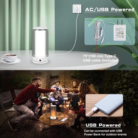 HONGUT LED Table Lamp with Color Changing, Dimmable Desk Lamp with Remote, AC/USB Powered Night Light Nightstand Lamp Bedside Table Lamp for Living Room Bedroom-1pk (White)