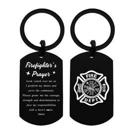 MXRSDF Firefighter Prayer Gifts for Men - Lord Watch Over Me - Fire Man Keychain for Valentines Fathers Day Christmas