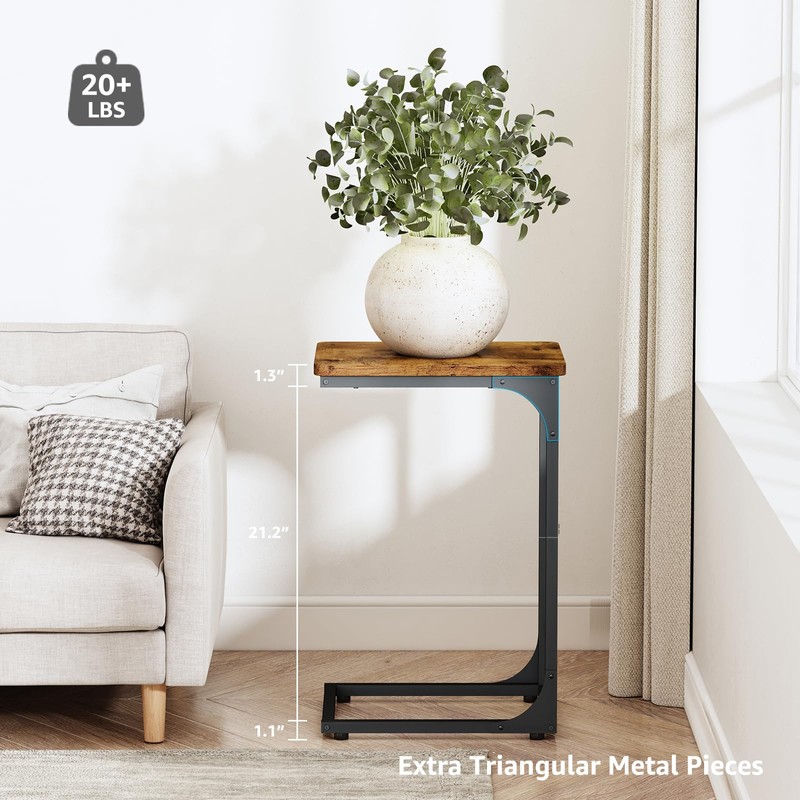 QEEIG C Shaped Side Table Set of 2 Living Room
