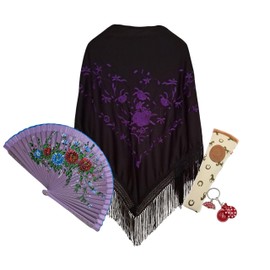 Planta Color Women's Dorador Surtido Fan and Case, black violet, 38