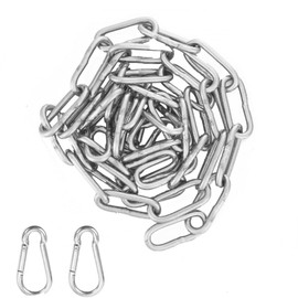 Stainless Steel Chain Sold by the Metre 1 m Diameter 3 mm Metal Chain Link Chain Sold by the Metre 304 Stainless Steel Chain with Carabiner Chain for Hanging Dog Chain Hanging Chair Extension Chain