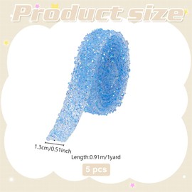 WEBEEDY 5 Yards Self-Adhesive Rhinestone Strips Blue AB Crystal Bling Ribbons 1.3cm/0.5 Inch Wide Glitter Resin Diamond Ribbon for Clothing Bag DIY Arts Crafts Wedding Birthday Party Decoration