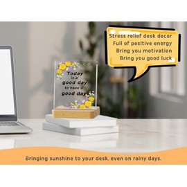 Parxara Today Is A Good Day for A Good Day Motivational Office Gifts for Coworkers - Inspirational Good Day Quotes Desk Plaque with Wooden Stand - Uplifting Encouragement Gift for Best Friend - Positive Message Sign for Birthday