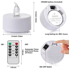 LED Tea Light Candles with Remote Control,Flickering Flameless Candle,Long Lasting 400+Hours,Battery Operated,with Timer for Home Decoration Seasonal &Festival Celebration WarmWhite (12pcs)