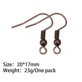 100Pcs Red Copper Earring Hooks Hypo-allergenic Ear Wires Fish Hooks with Ball and Coil Earring Wires Jewelry Findings for DIY Jewelry Making Earring Parts Supplies, Jewelry Findings (20 * 17mm)
