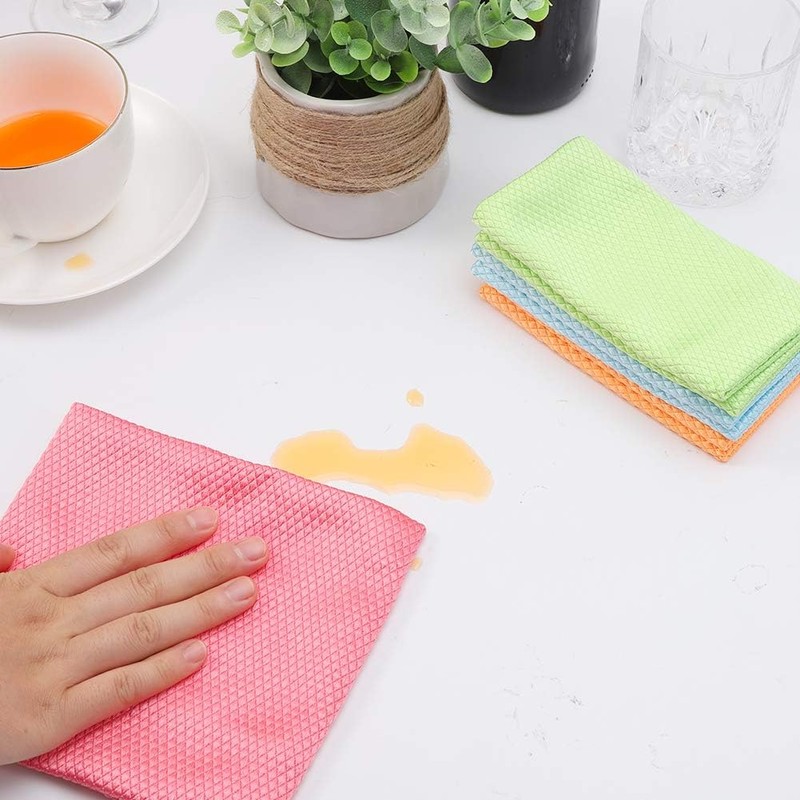 saerryor Microfiber Cleaning Cloth,8 Pack Fish Scale Reusable Absorbent Polishing