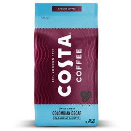 Costa Coffee Ground Coffee, Colombian Decaf Medium Roast, 12oz each, Rainforest Alliance Certified