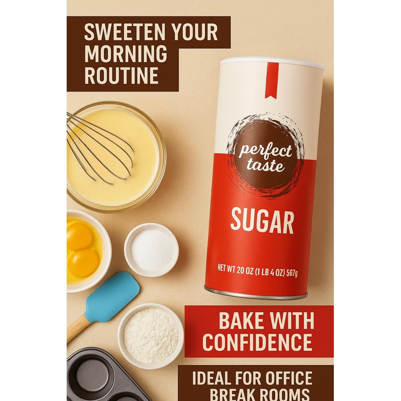 Perfect Taste Granulated Sugar – 20 oz Sugar Canister –