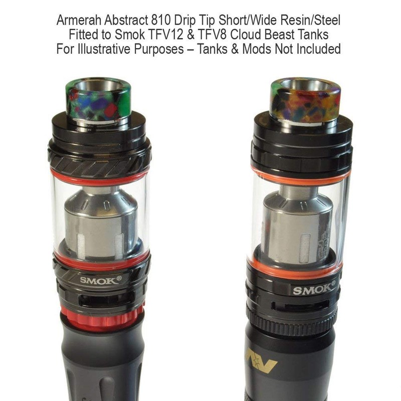 Armerah Abstract 810 Drip Tip eCig Mouthpiece Short/Wide Resin/Steel Single