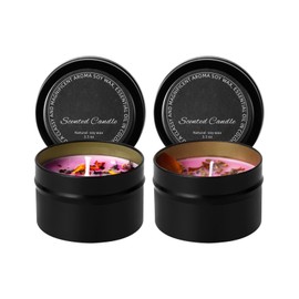 Glitzcharm 2 Piezas Velas Aromaticas Cera de Soja 100 Pura Juego de Velas Aromáticas de Flores Secas Alivio Del Estrés y Relajación Regalo para Navidad,San Valentín,Cumpleaños(Rojo+Rosa)