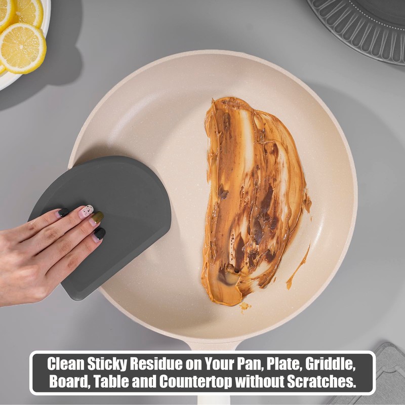 Silicone Dough Scraper with Stainless Steel Sheet, Curved Edge Flexible