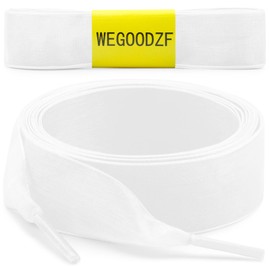 WEGOODZF Satin Ribbon Shoe Laces: 2cm White Flat Snow Yarn Shoelaces for Women 63 inch - 2Pair